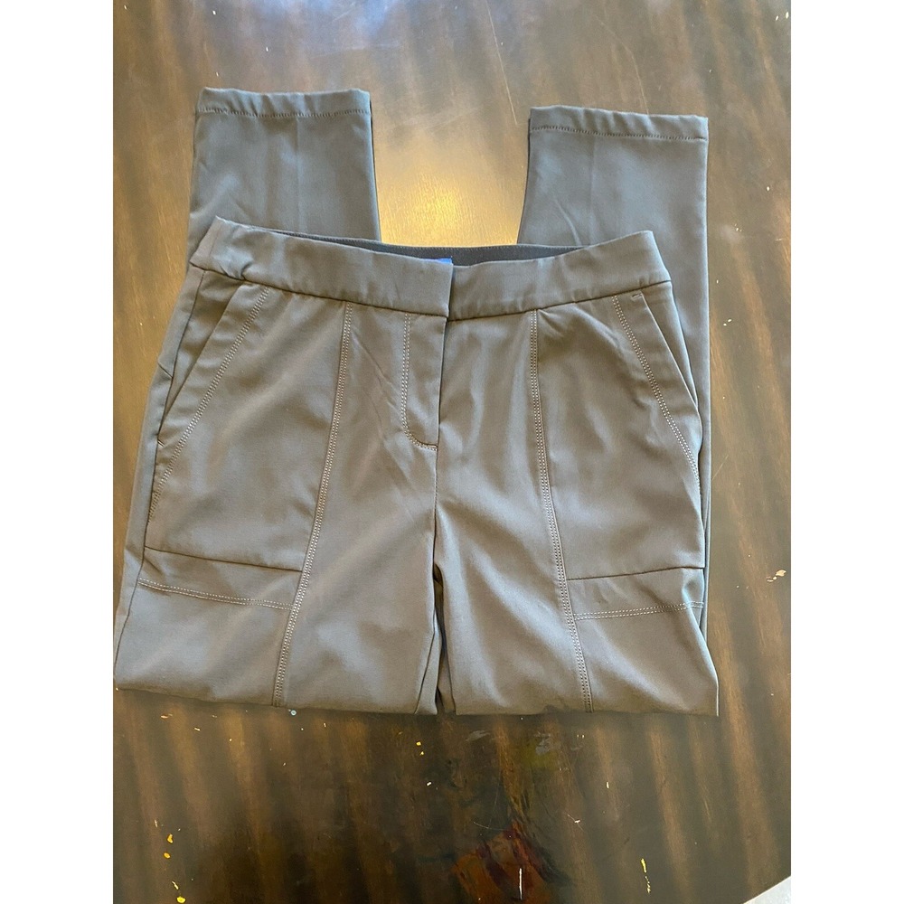 APT 9 Women Dress Pants 8P Regular Gray Mid Rise Modern Fit Stretch Trouser